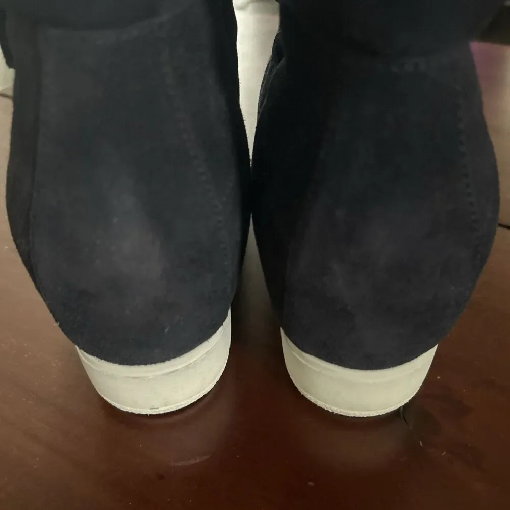 Prada Womens Black Suede 1” Heel Zip Up Wedge High Top Sneaker Boots 40 EU 10 US